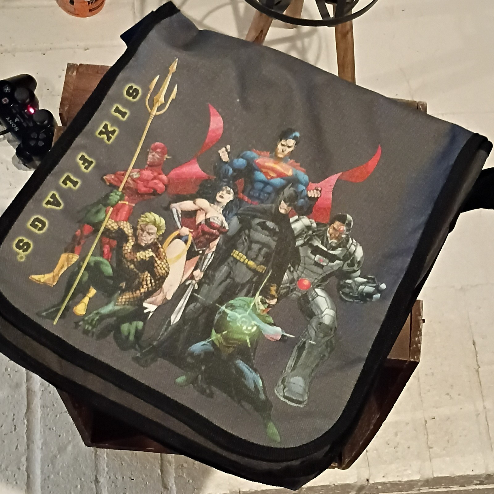 Justice League Batman Superman Messenger Shoulder Bag Black Adjustable Strap