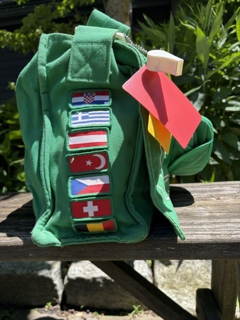 Vintage Green Soccer Bag with movable Flags – World Cup!