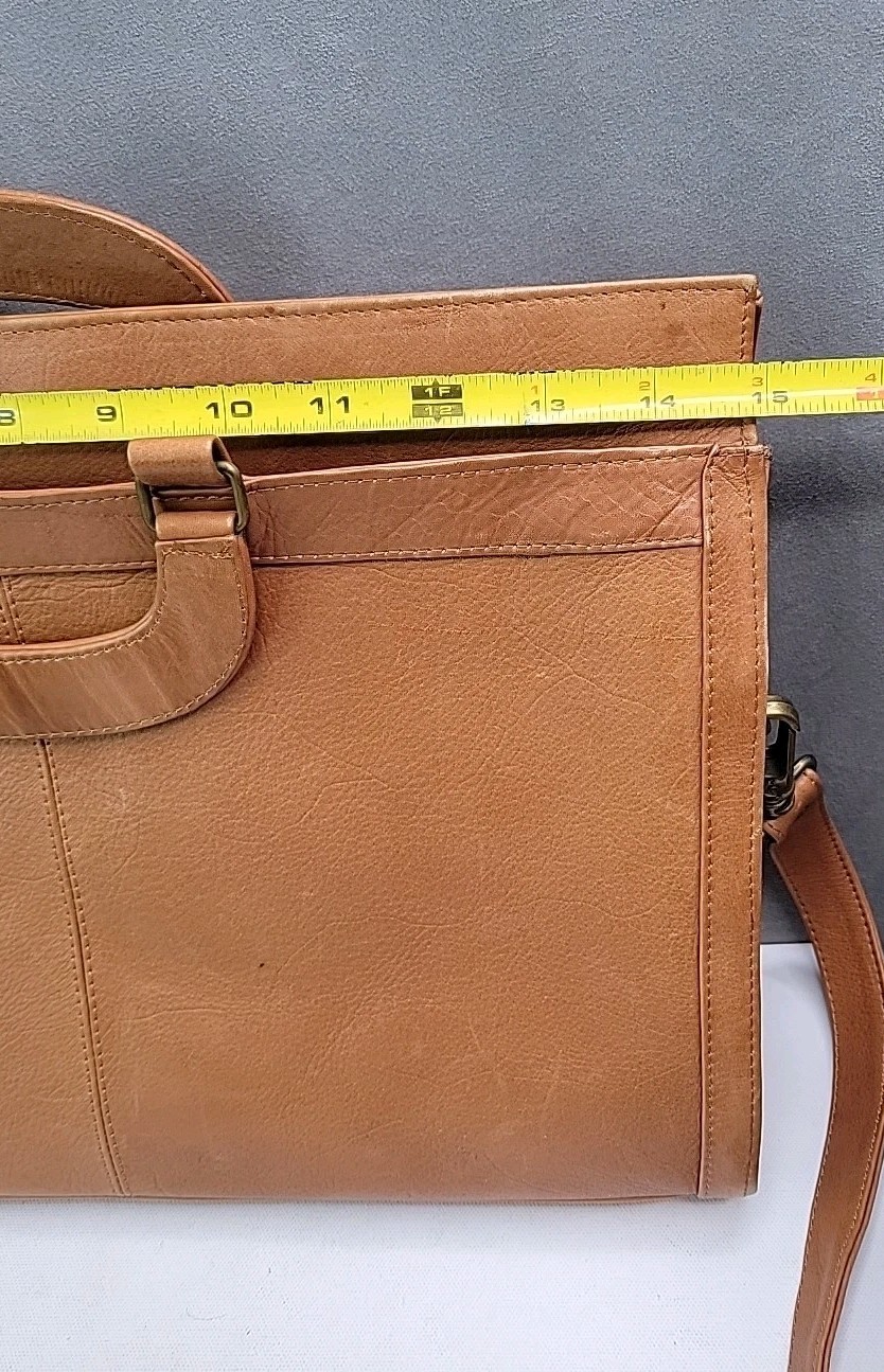 Vintage Leather Briefcase Tan Cognac Attache Messenger Crossbody Bag -BEAUTIFUL!