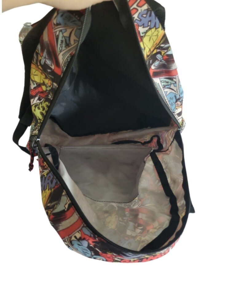 Marvel Backpack Comics Spiderman Hulk Ironman Heroes Comic Strip 18″ Bag