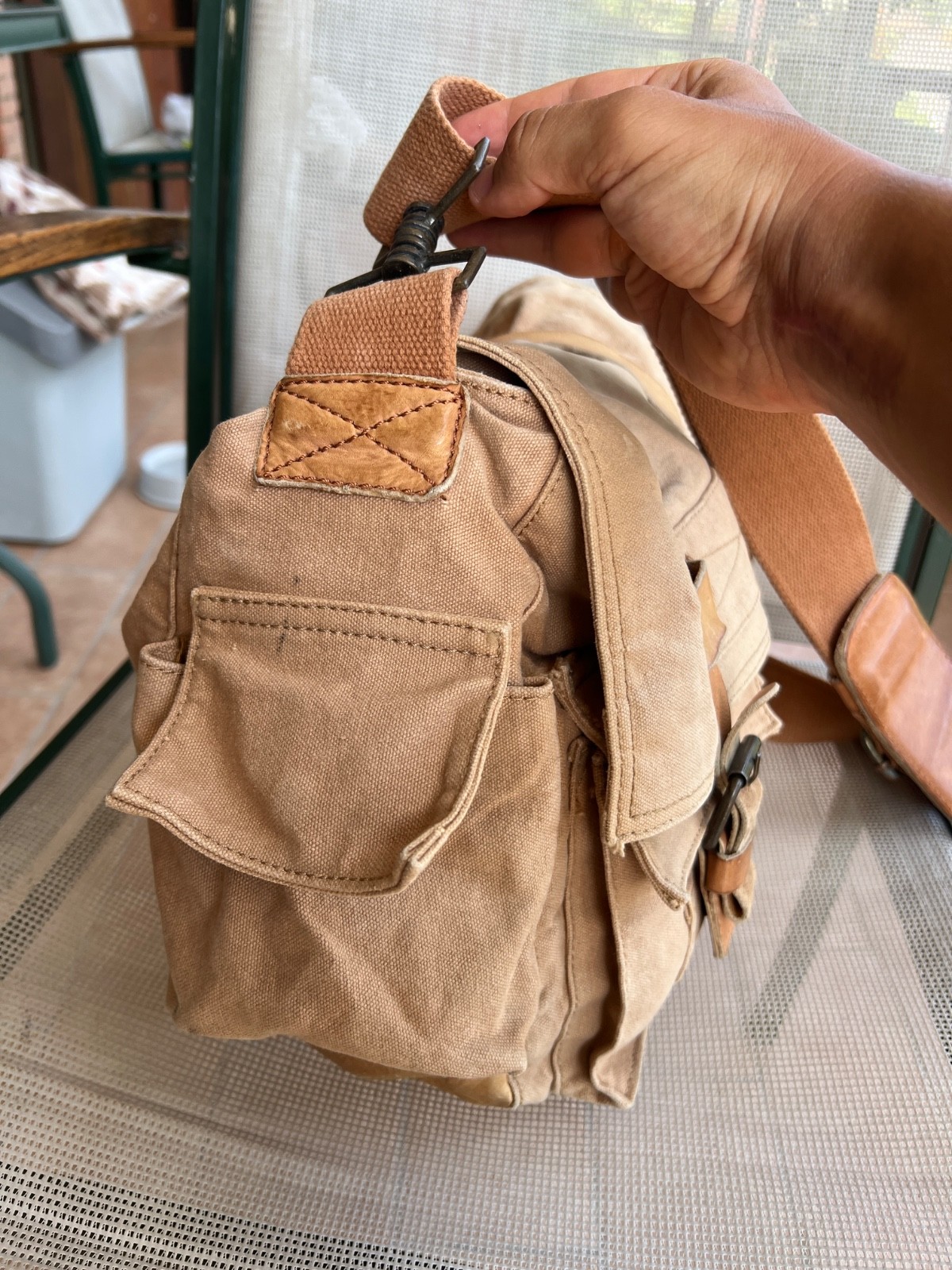 TIMBERLAND Messenger Shoulder Bag Colonial Cotton Leather Legend 554