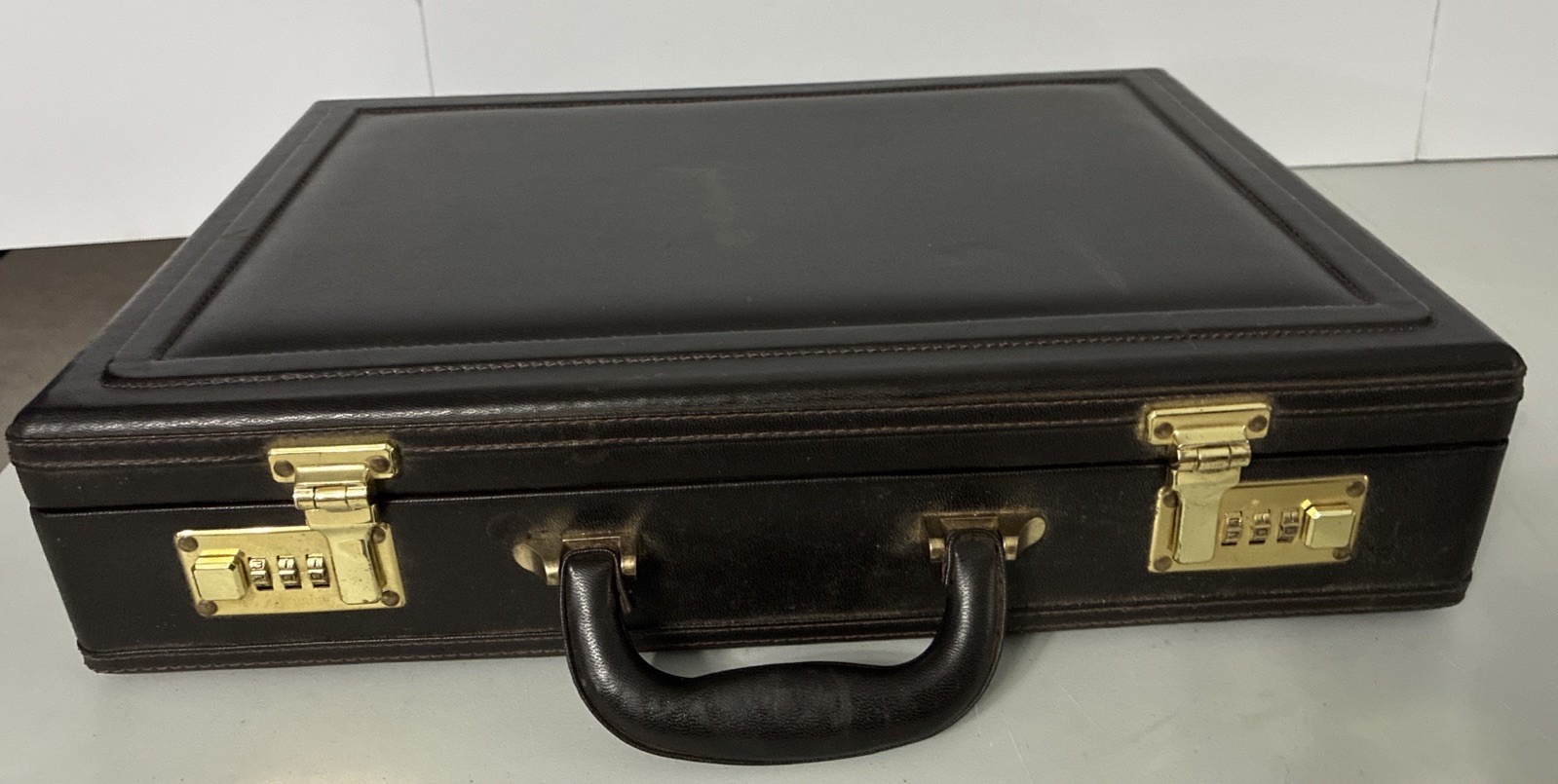Vintage Leather Briefcase L A Brief Brown In Color, Accessory Pockets, Inside.