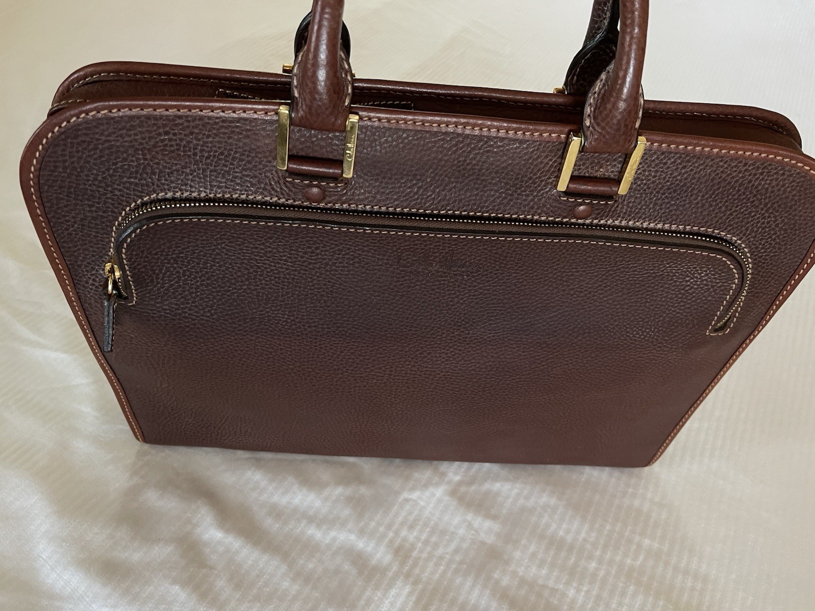 Cole Haan Collection Special Edition Drop Handle Laptop Clutch,saddle Tan, Mens