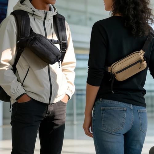 Sling Bag with RFID Blocking, Crossbody Bag Minimalist Chest 1.5L Black