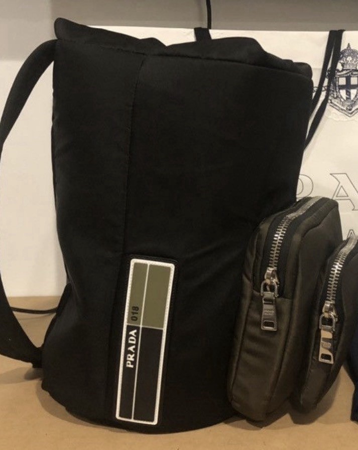 Prada 018 Collection Men’s Backpack with Side handles for duffle Bag