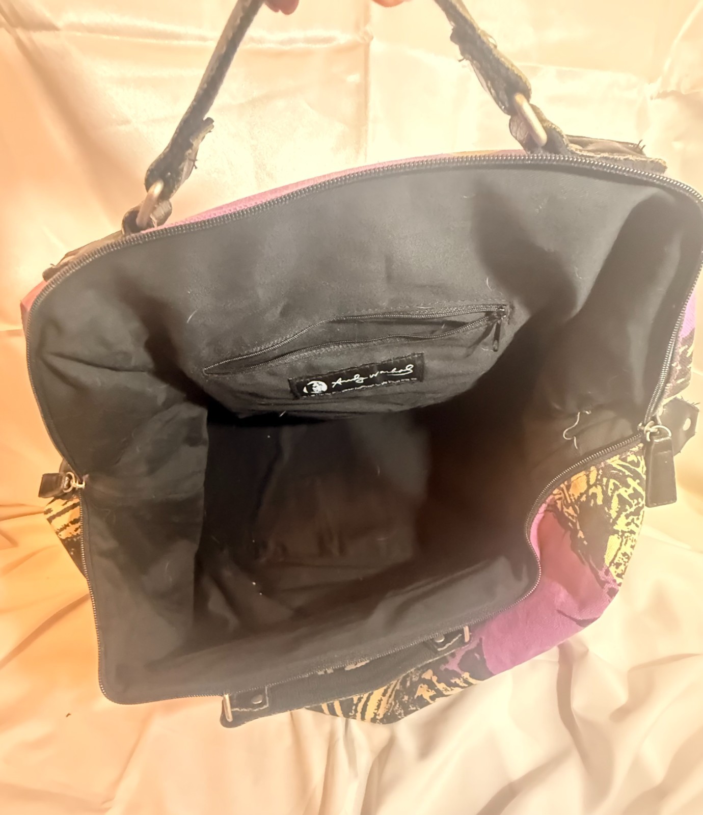 Andy Warhol Museum Collection Purple Canvas FLOWERS Duffel Weekender Bag
