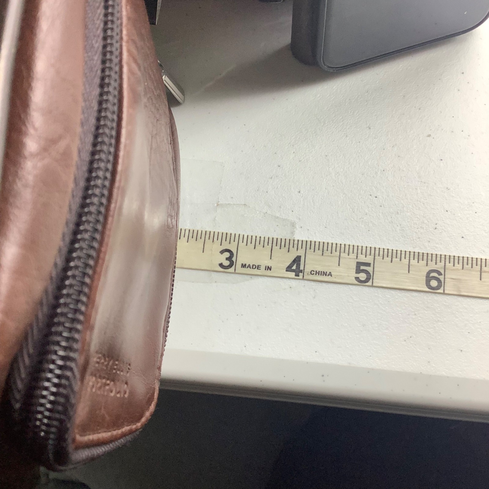 Perry Ellis Portfolio Brown Toiletry Bag Zipper Compartments 6”x5.5”x2”
