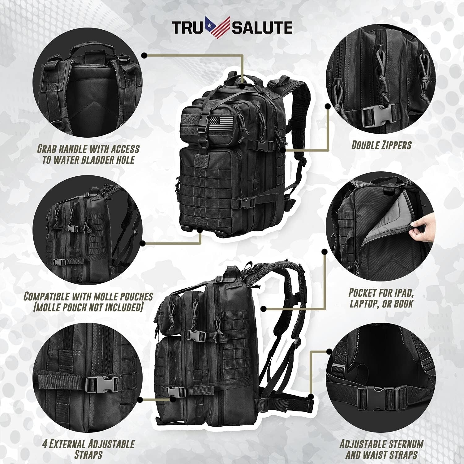 Military Tactical Backpack 30L-70L Large Outdoor Men 3 Day Assault Pack Rucksack