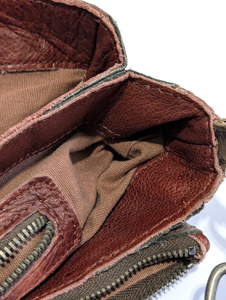 Liebeskind Berlin Two-Tone Leather Messenger Crossbody Heavy Hardware Bag Brown