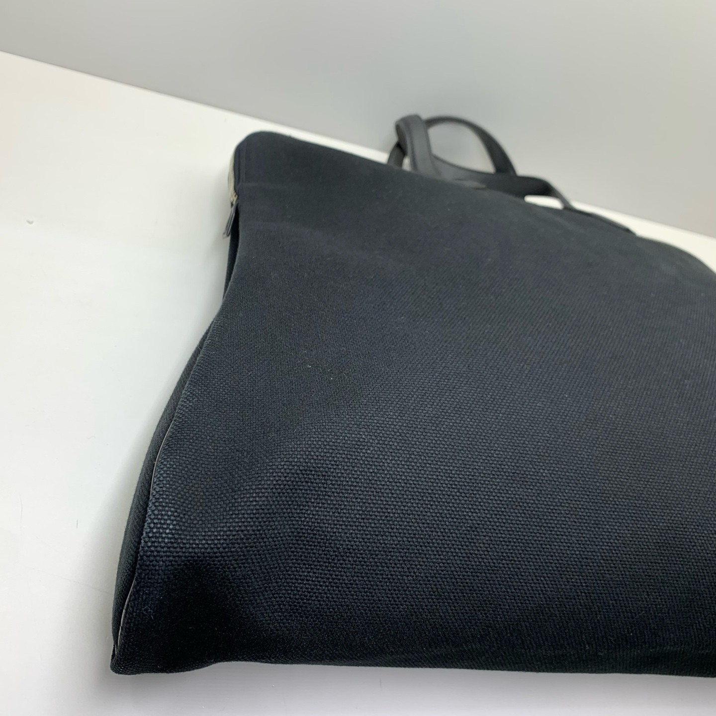 Hermes Pre-Owned Authentic Satchel Black Canvas Free Shipping 48*40*8.5cm