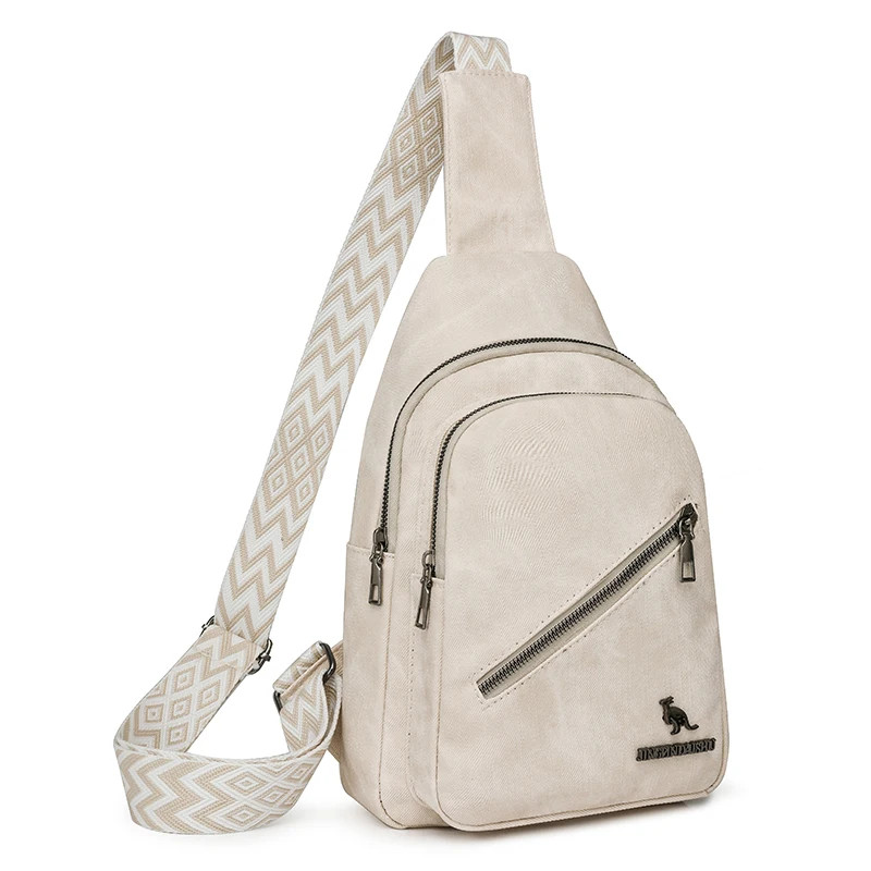 PU Leather Chest Bag Small Waist Bag Adjustable Guitar Strap Crossbody Sling Bag