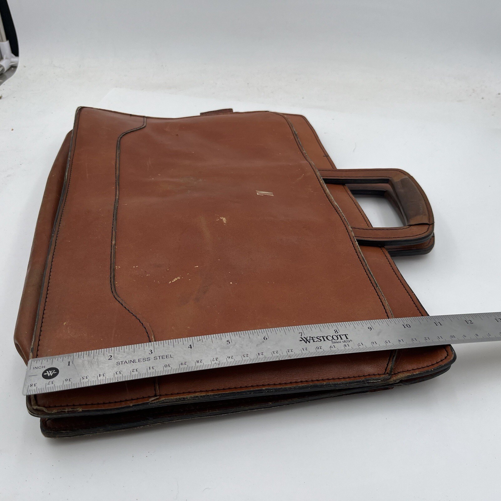 Vintage Schlesinger Brothers Briefcase Casesetter Slim Portfolio Brown Leather