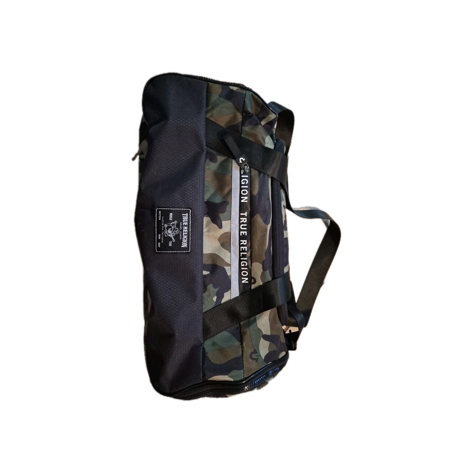 True Religion Camo Duffel Bag Gym Travel Tote Shoulder Bag