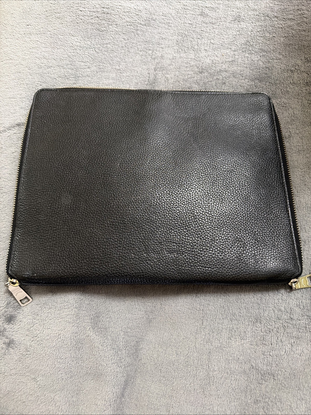 Coach Shearling – portfolio clutch – Black Pebble Leather -12” X 9” Pre-Owned
