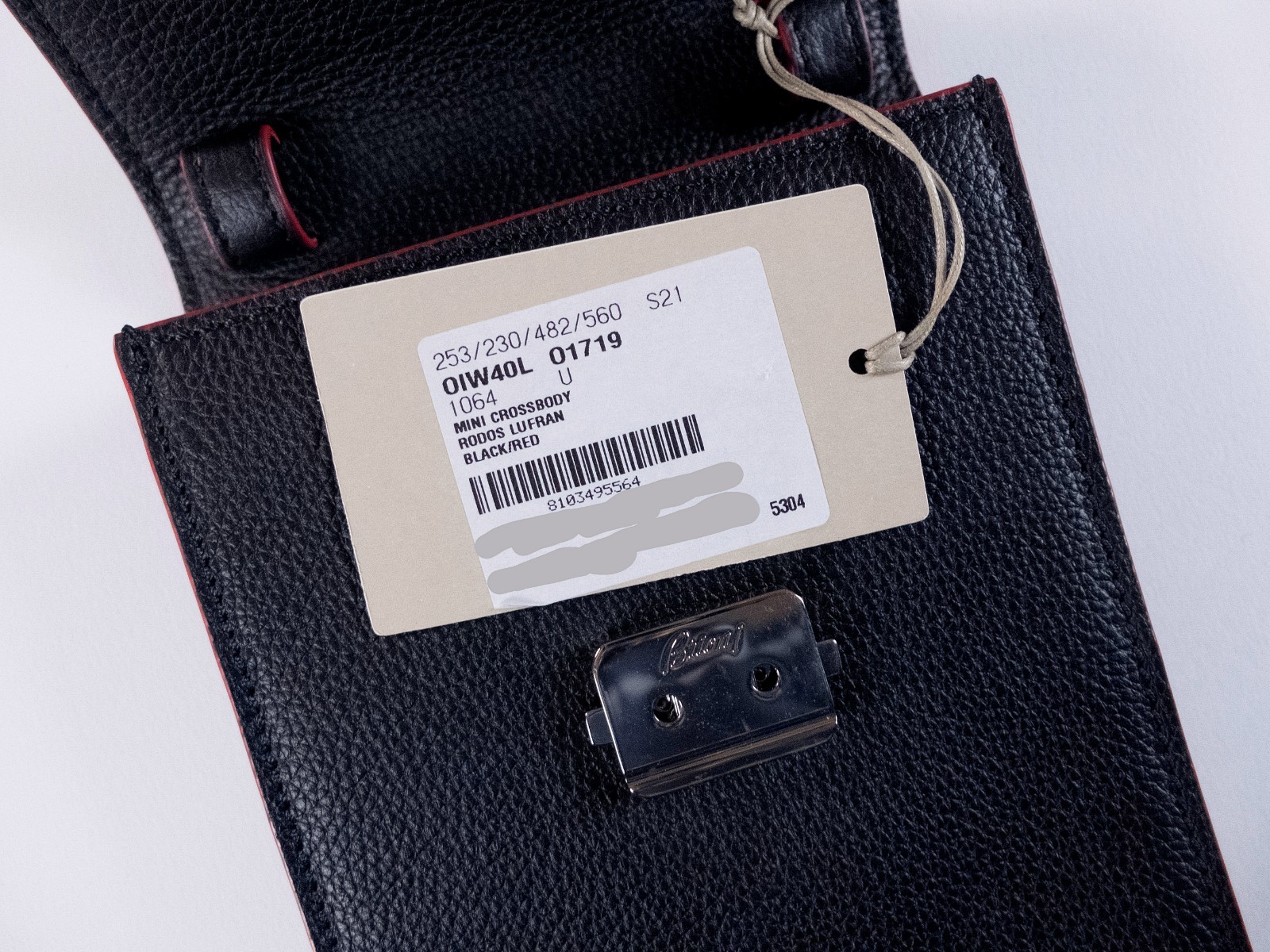 (NO CUSTOMS TAX) BRIONI brown small crossbody bag authentic with red trims