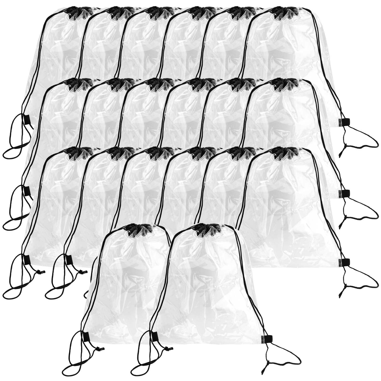 20 Pieces 17 x 13 Inch Clear Drawstring Bag, Plastic Drawstring Backpack Wate…