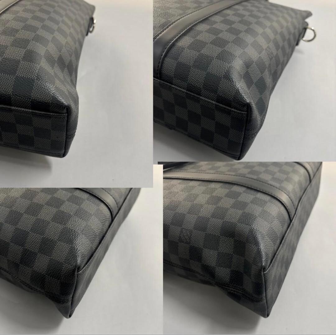 Louis Vuitton Damier Graphite Anton Tote Black Leather Men Bag Authent