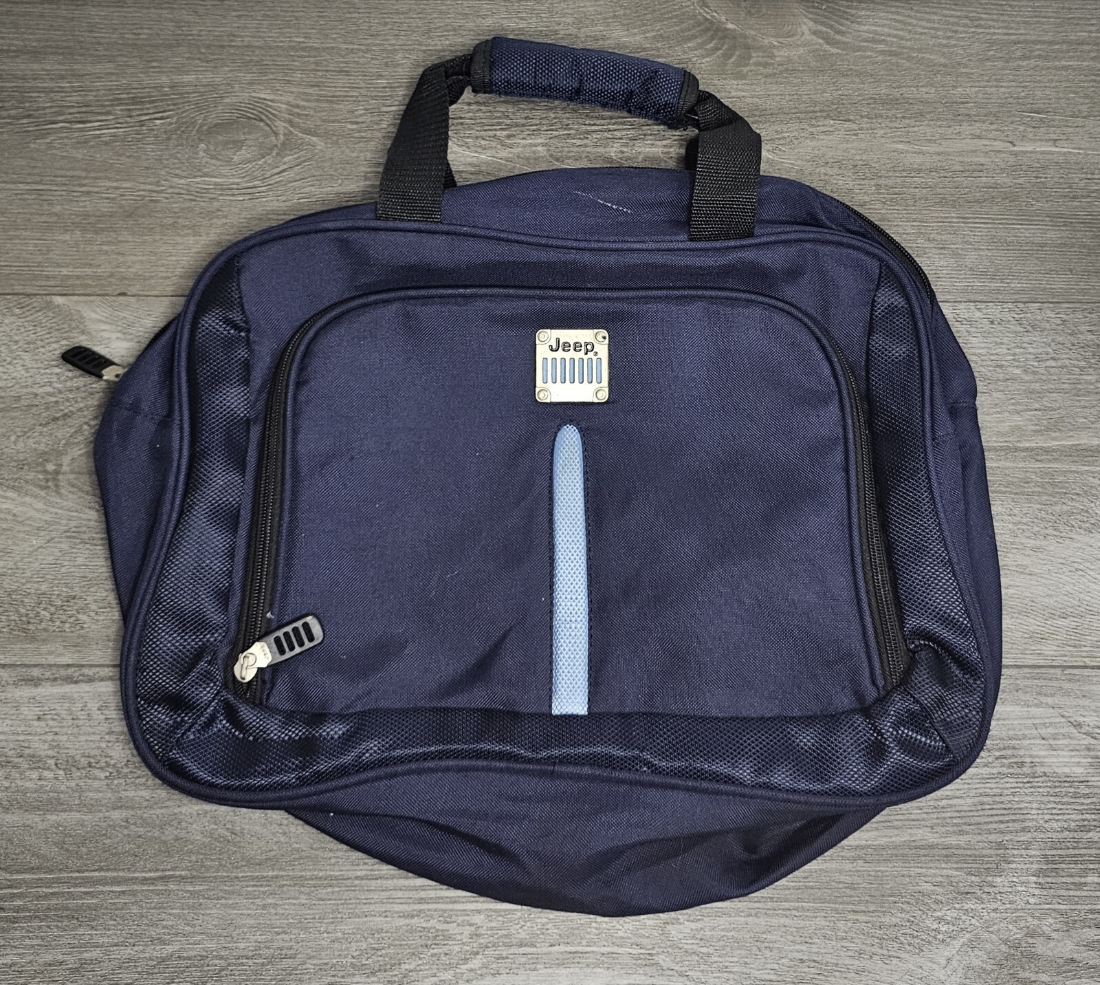 Jeep Laptop Bag Blue 15x 10in Canvas Zipper Pockets Carry On Travel