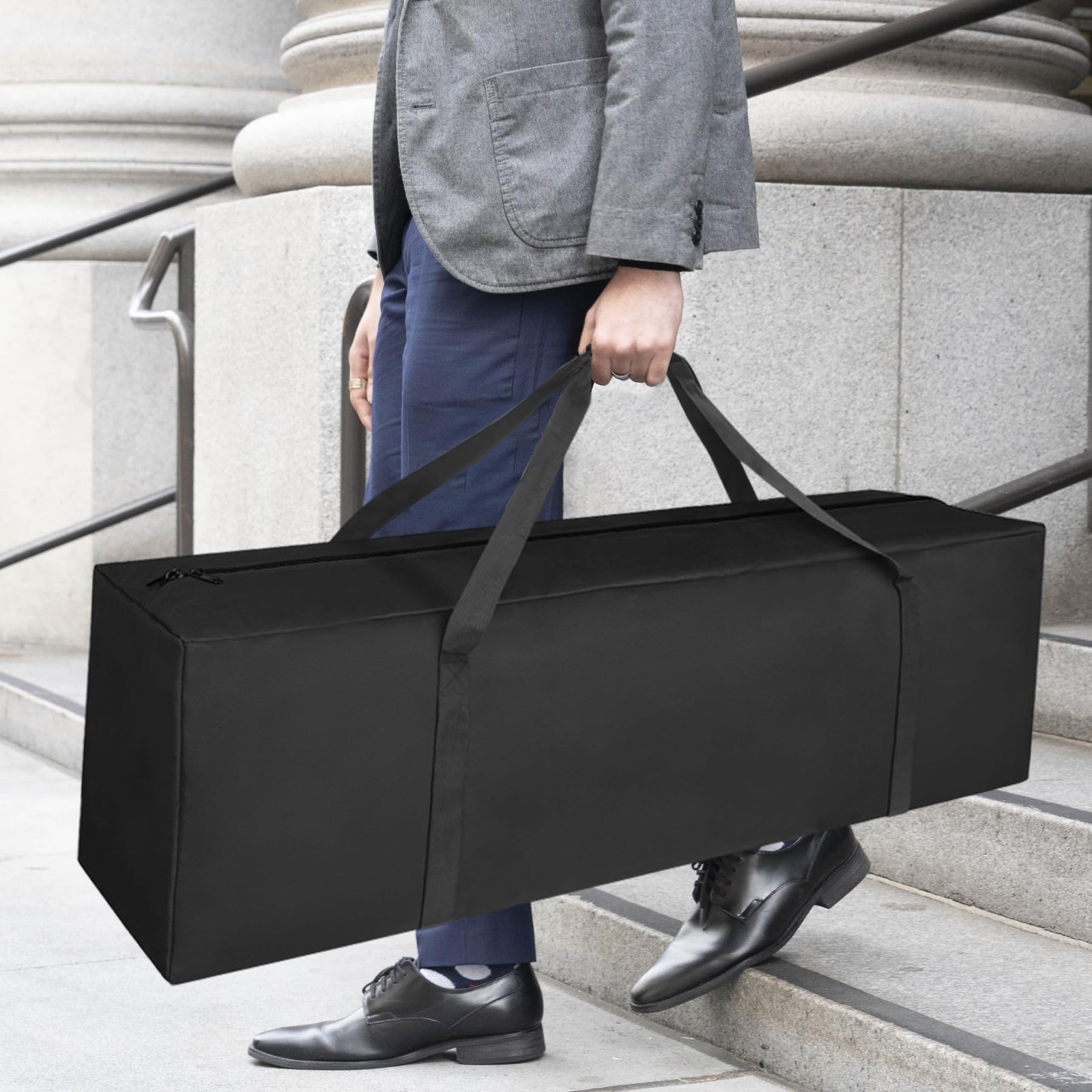 Black 160L 52 Inch Extra Large Sports Duffle Bag With 2 Way Lockable Zippers