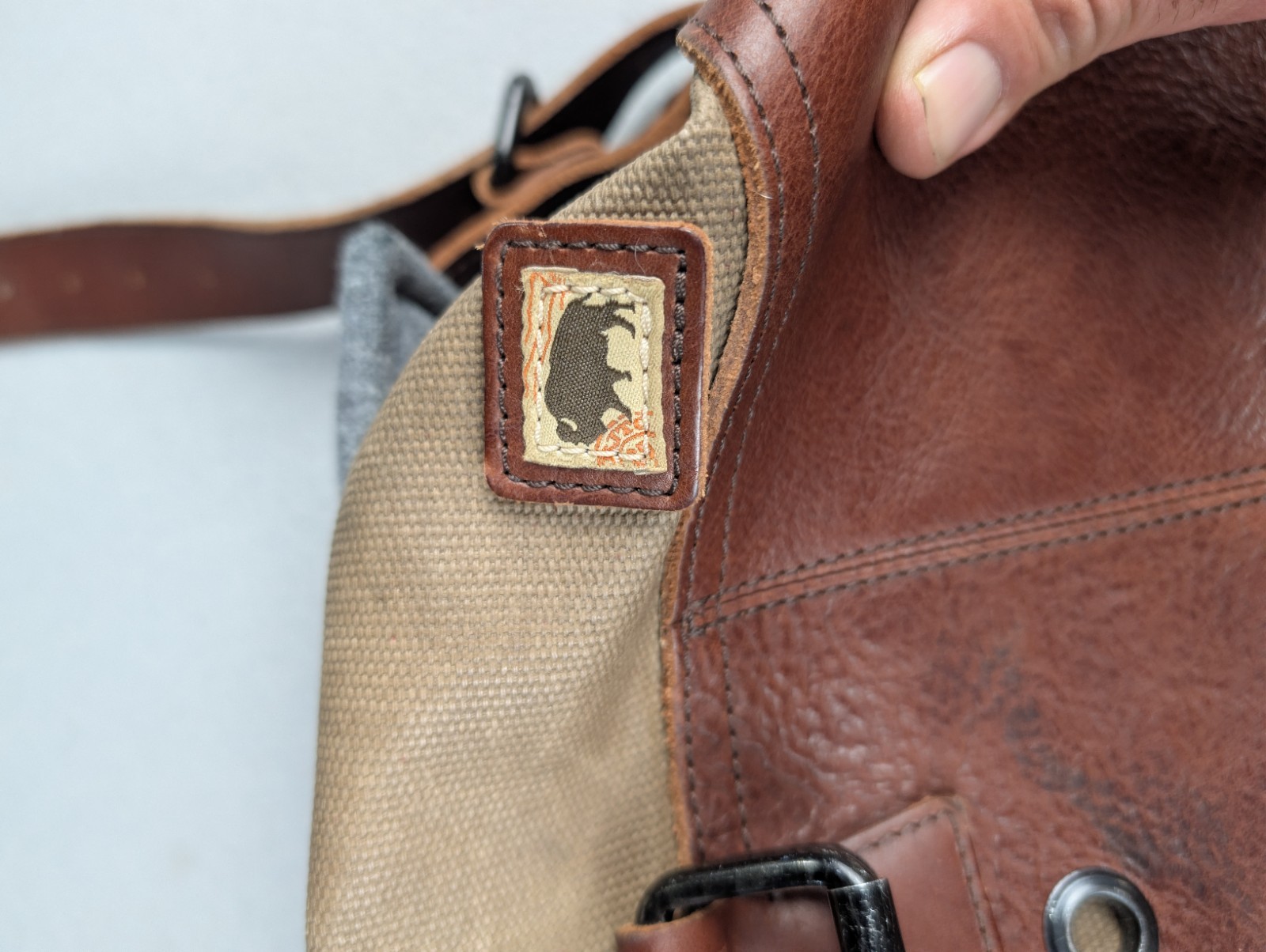 Buffalo Jackson Dakota Waxed Canvas Duffle Bag Leather Has Strap Missing Handles