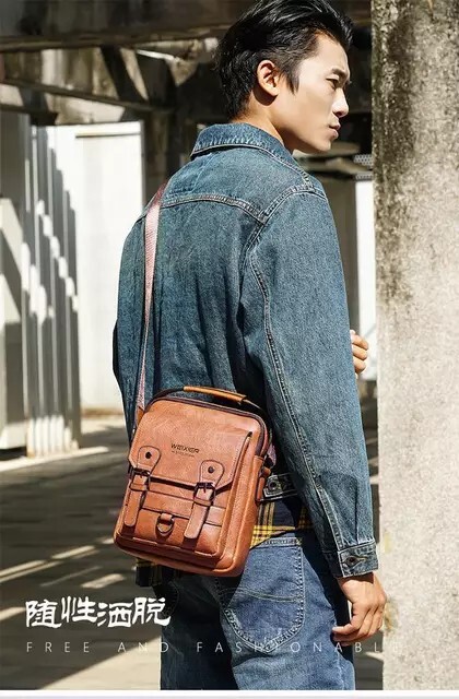 Cross body soulder bag PU leather men business massenger water proof,