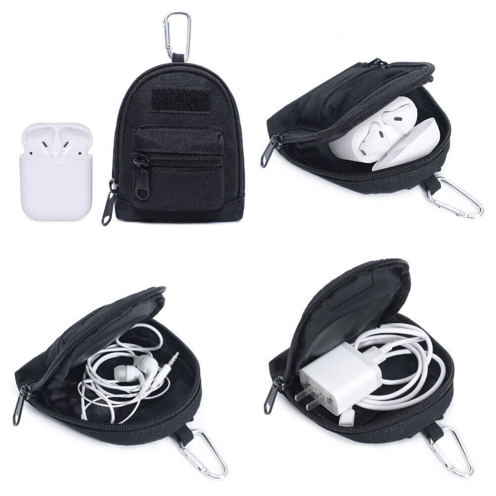 Tactical EDC Pouch Mini Coin Purse Bag Key Waist Pack + Key Hook Webbing Buckle