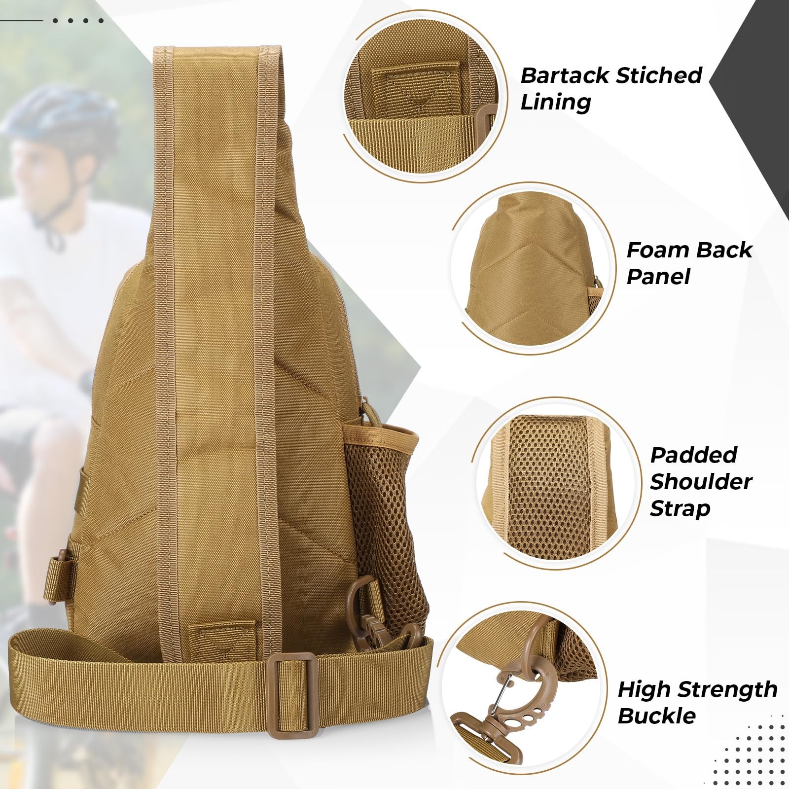 Tactical Sling Bag, Compact Military MOLLE EDC Shoulder Backpack, Crossbody C…
