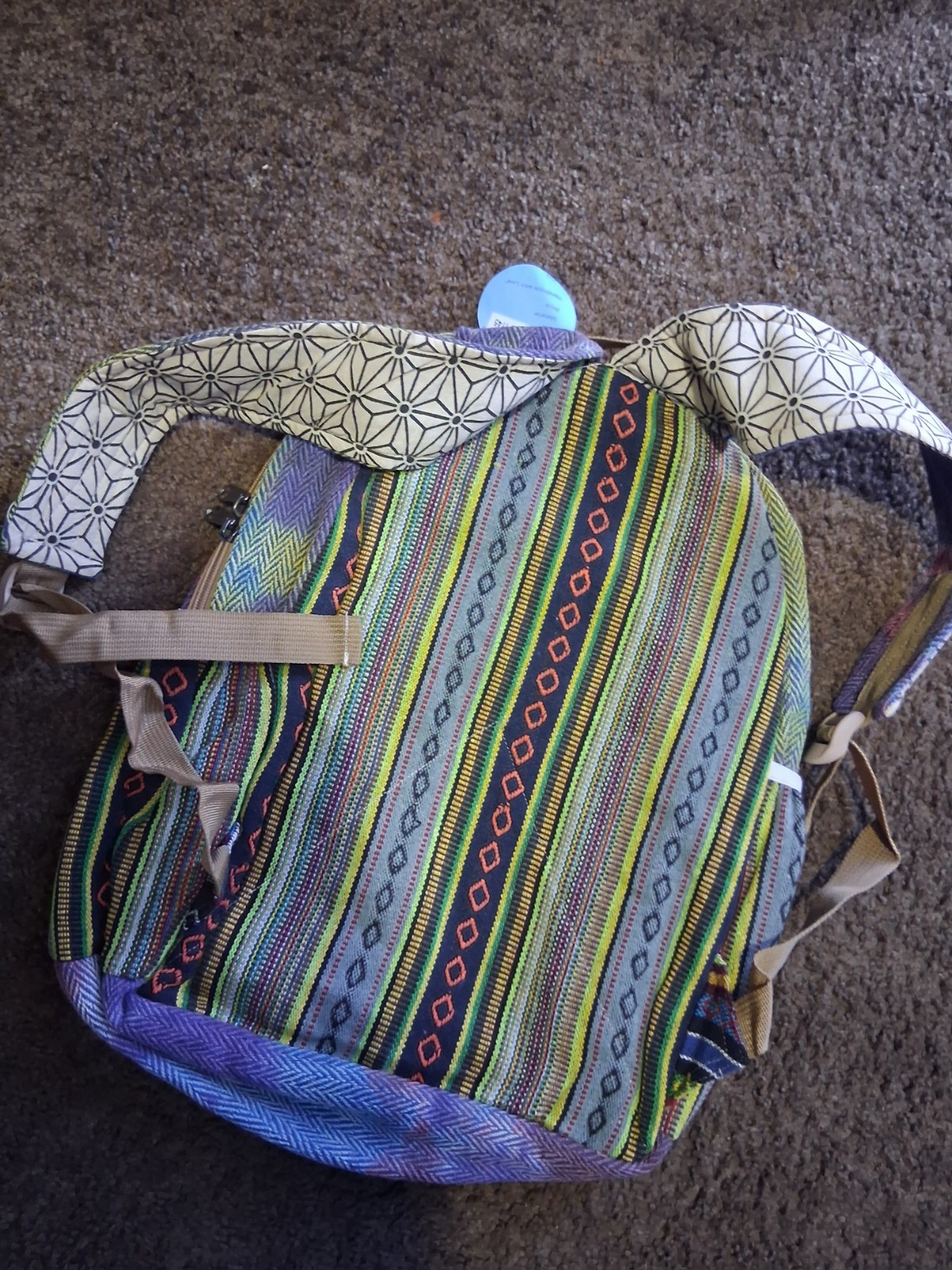 Elephant Tiedye Sacred G Peruvian Fabric Fullsize Backpack