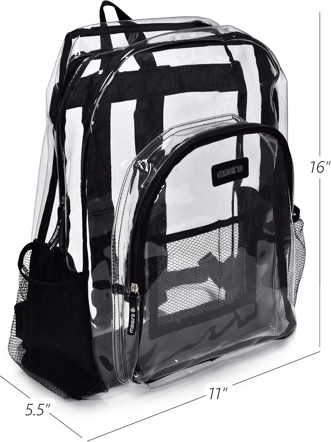 Heavy Duty Clear Backpack Stadium Approved Transparent 16×11 Dual Pocket Bag XXL