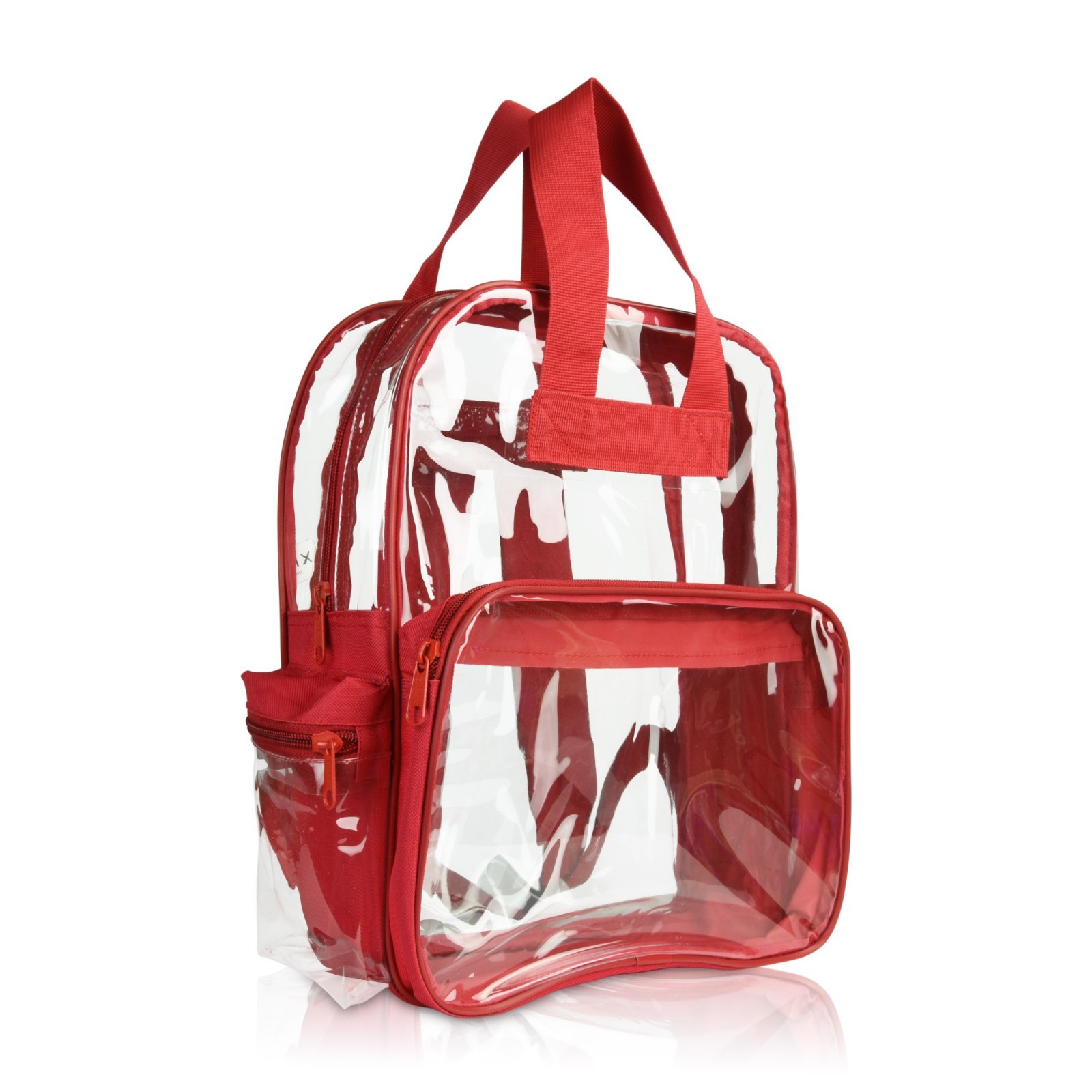 DALIX Clear Backpack Transparent School Bag in Red Small to Medium Size