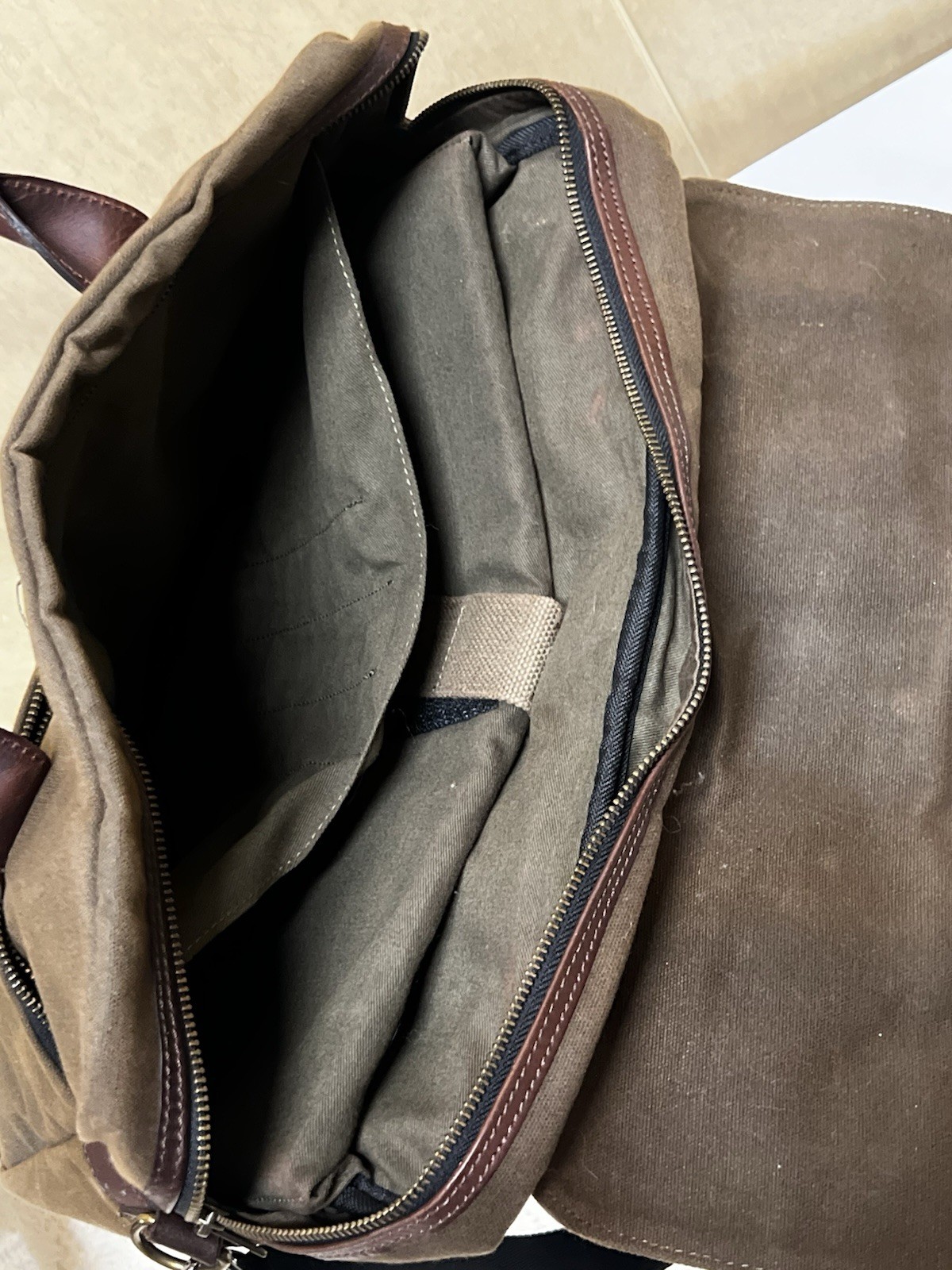 Racing Green British brown Briefcase CANVAS LEATHER SHOULDER BAG LAPTOP