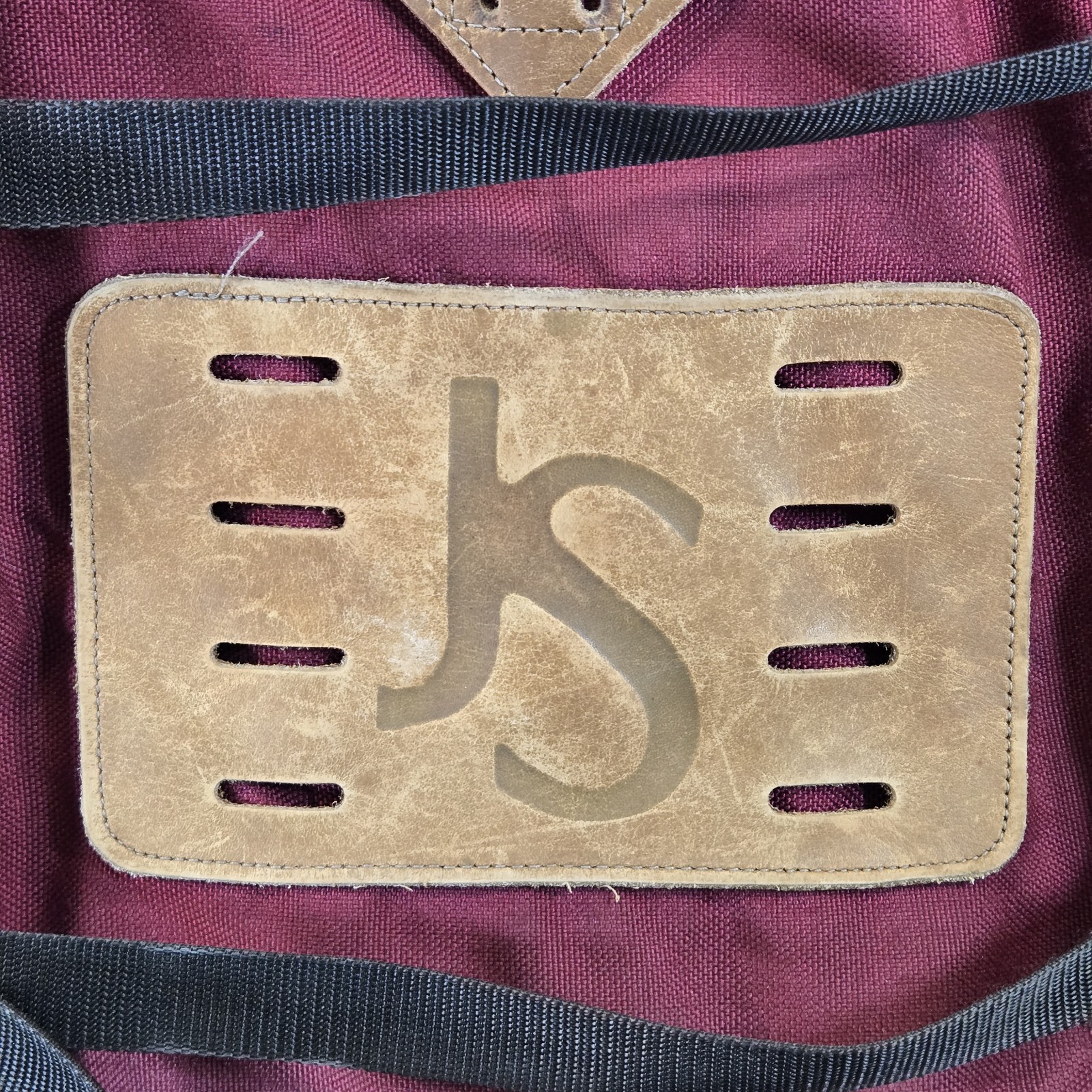Vtg 90s JanSport Leather Bottom Backpack Hiking Pack Gorpcore Made in USA Maroon