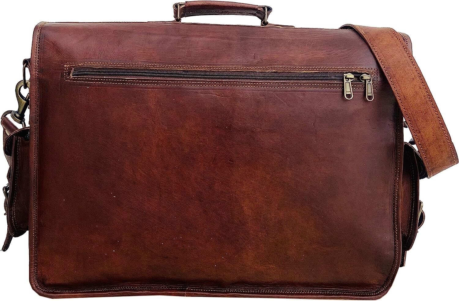 Leather Messenger Bag Laptop Briefcase Computer College Satchel Bag for Men and