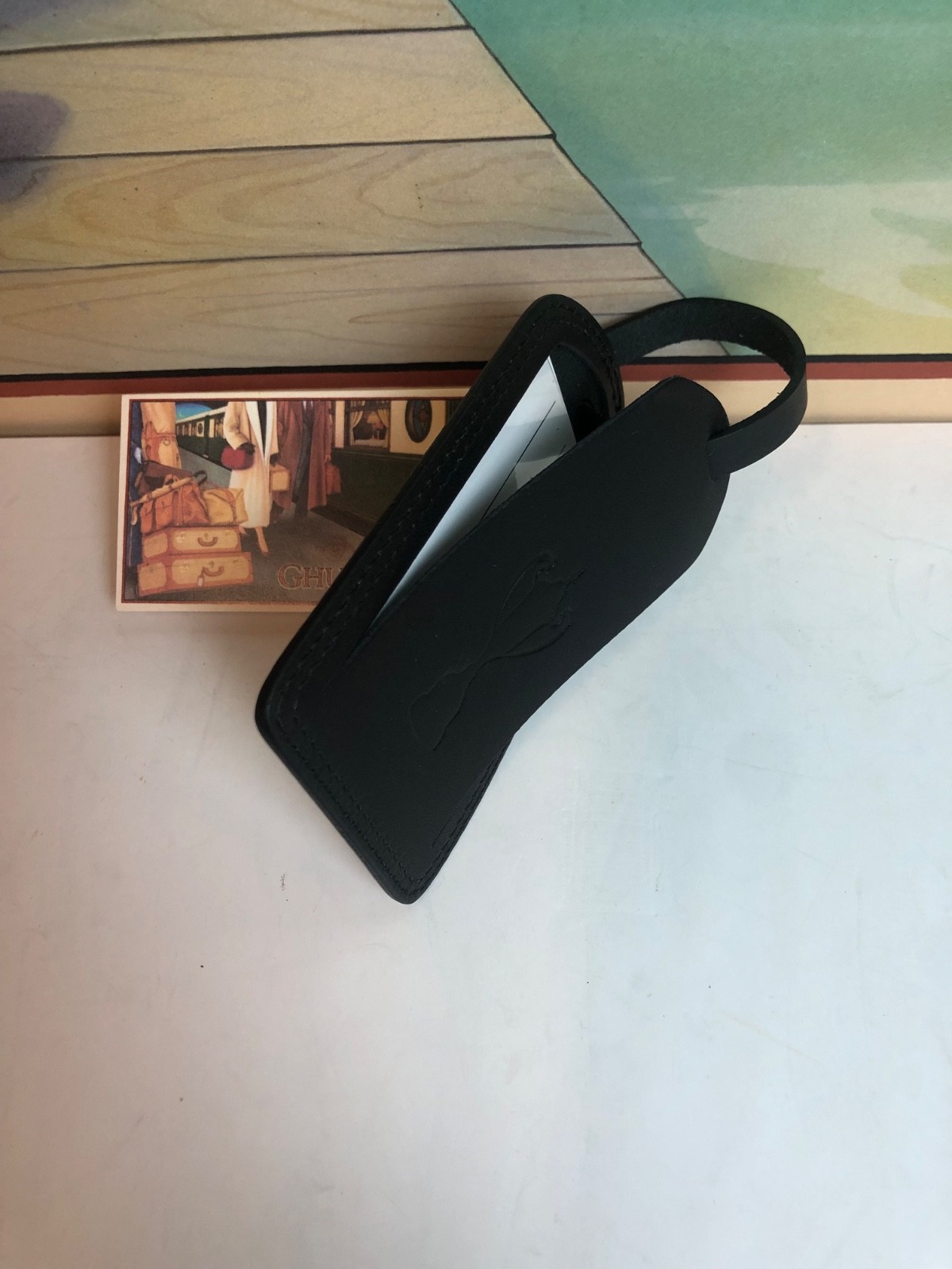 Original Ghurka Collection No GA 100 Crew Cup ID Luggage Tag Black Leather