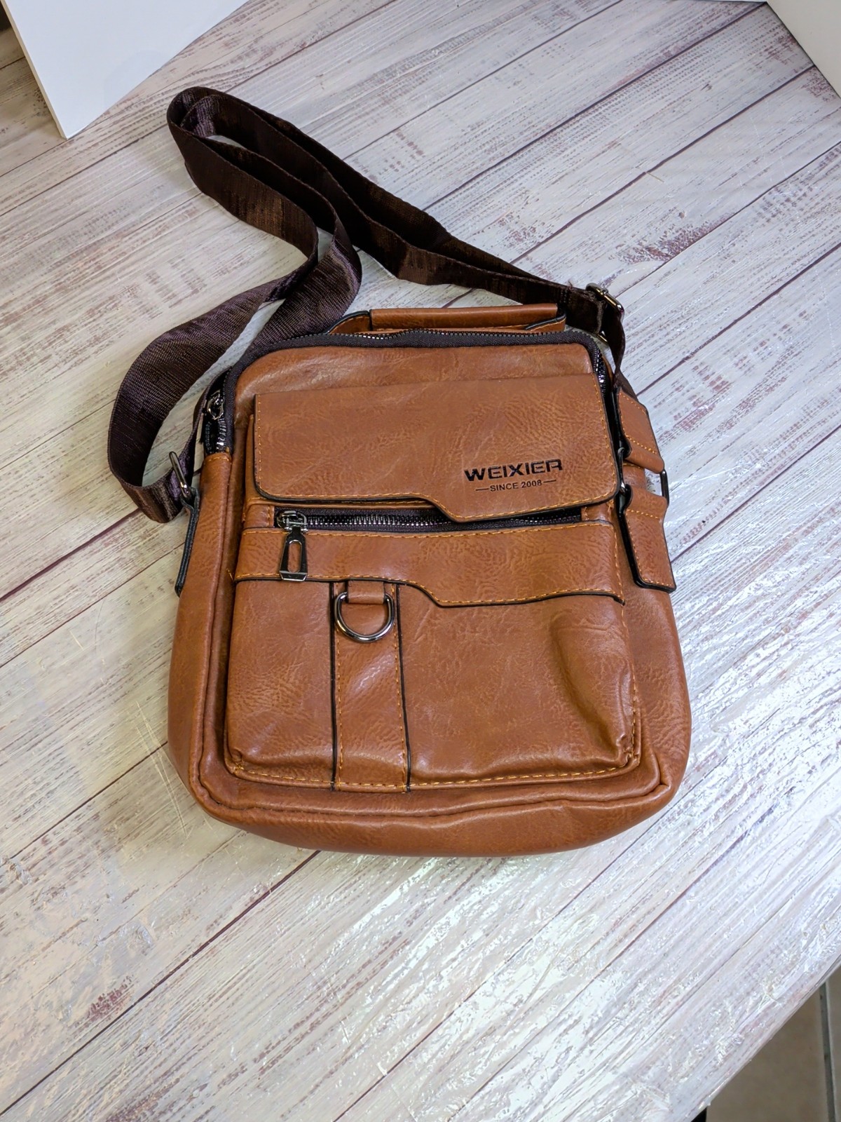 WEIXIER Men Crossbody Bag Shoulder Bag PU Leather Messenger Bag Handbag