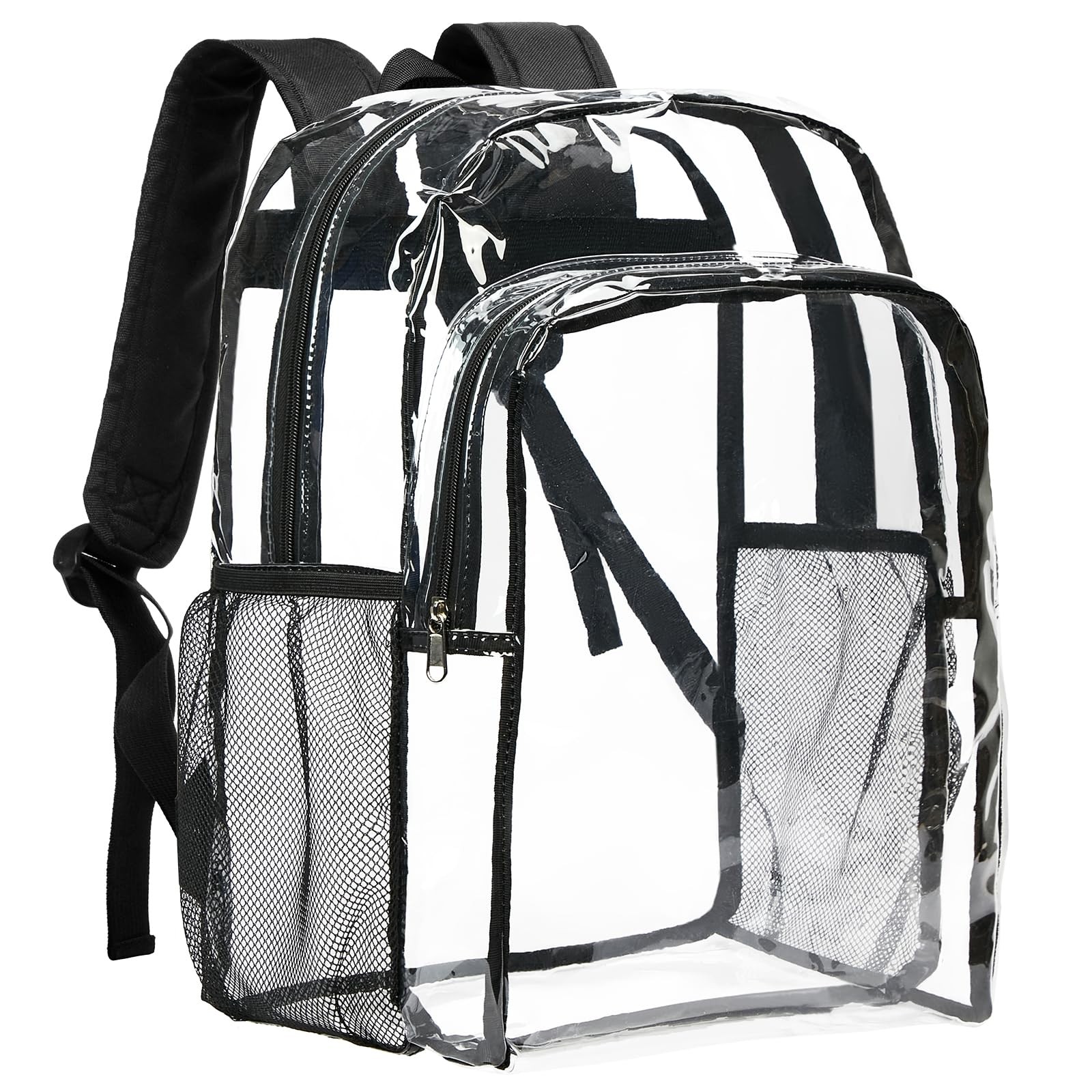 Clear Backpack for School, 16 inch Large Clear Bookbag, Black