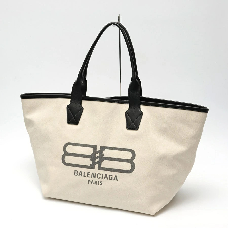 BALENCIAGA Jumbo Tote Bag 689271 Canvas Leather Natural Black