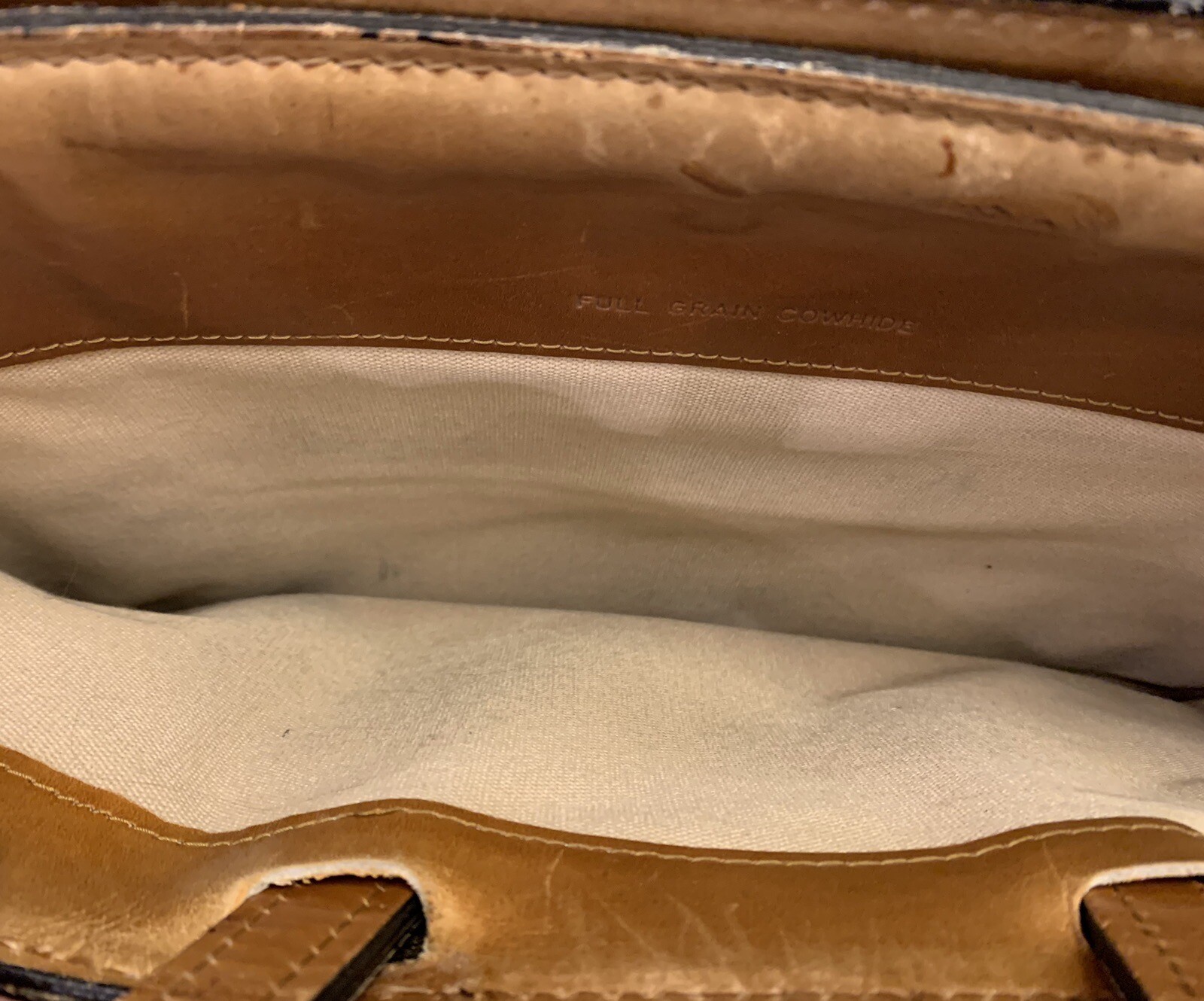SCHLESINGER Brothers Vintage Cowhide Leather Briefcase Portfolio Brown Camel