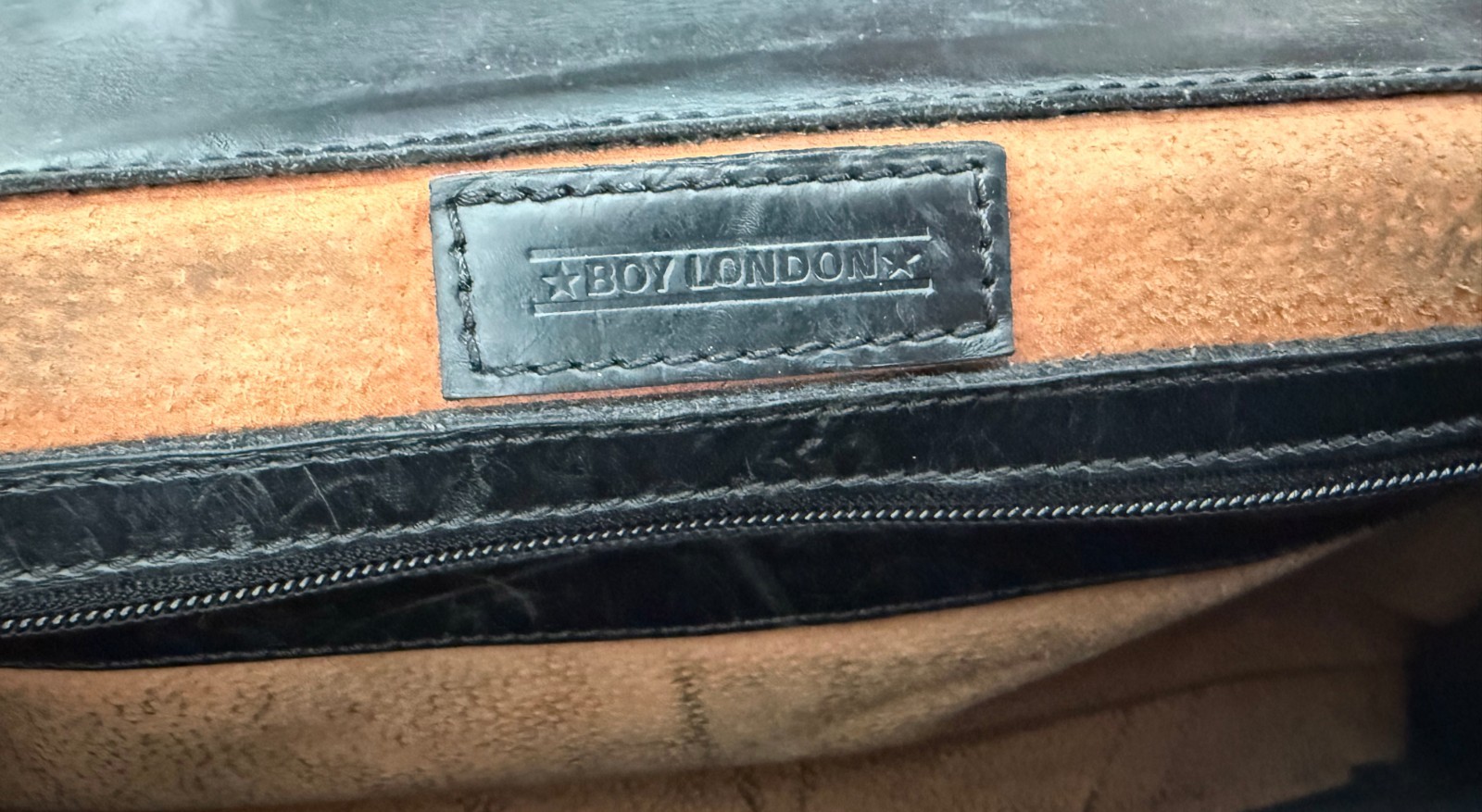BOY London *RARE* Black Leather Briefcase Shoulder Bag Vtg 80s MELROSE messenger