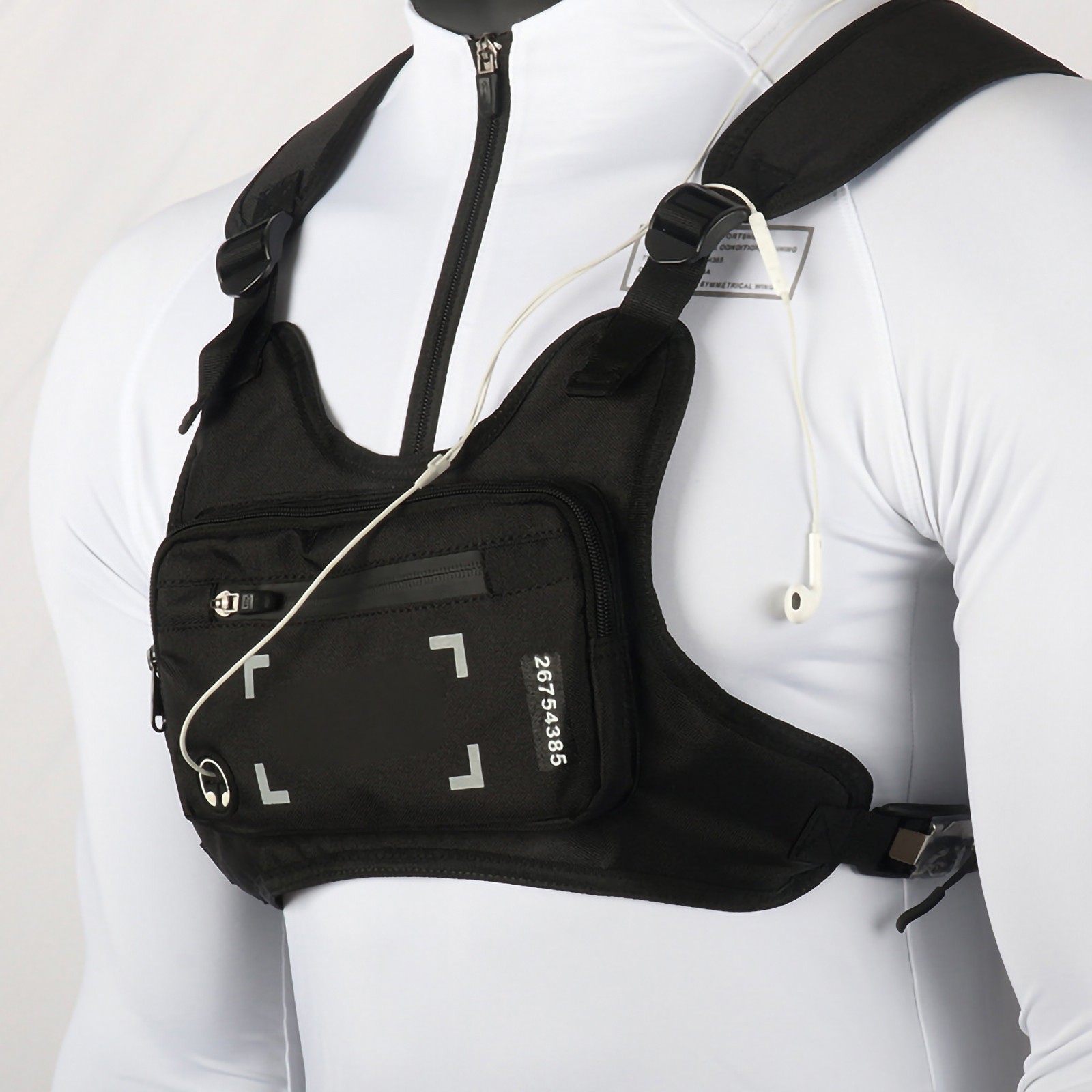 (Black)Generic Waterproof Chest Bag Lightweight Nylon Wear Resistant Chest Pack