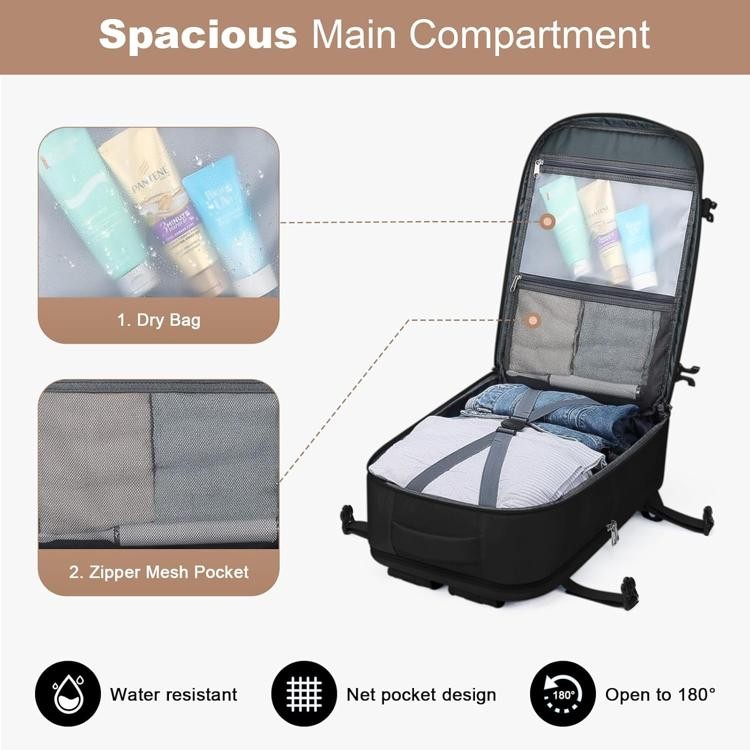 Maelstrom Travel Backpack, 2 in 1 Crossbody Bag Fits 17.3 In Laptop, 26L Work Ba