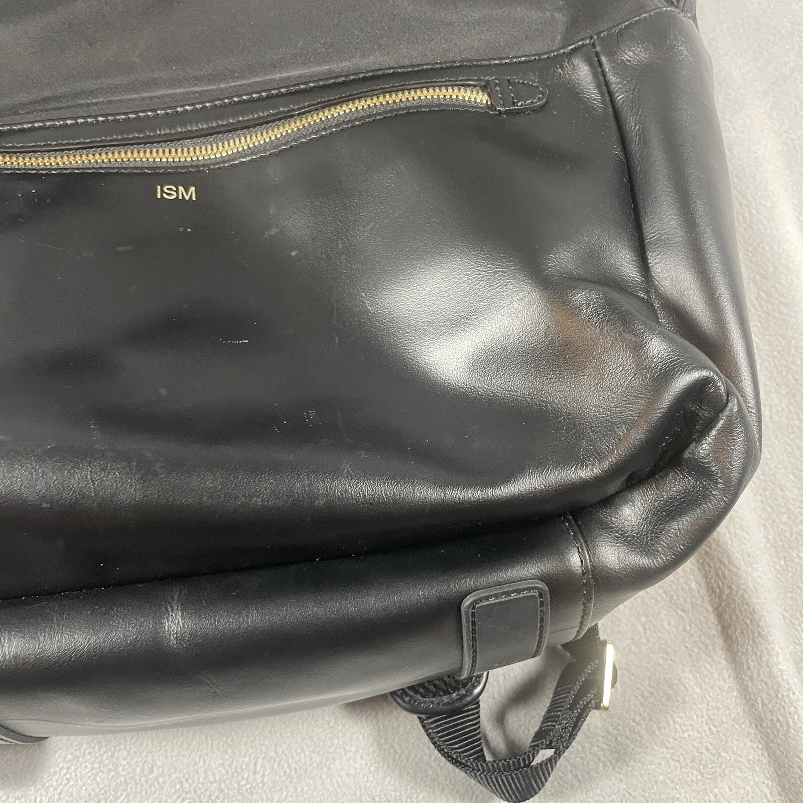 ISM Classic Luxury Backpack Leather Laptop Travel Commute Black Preowned