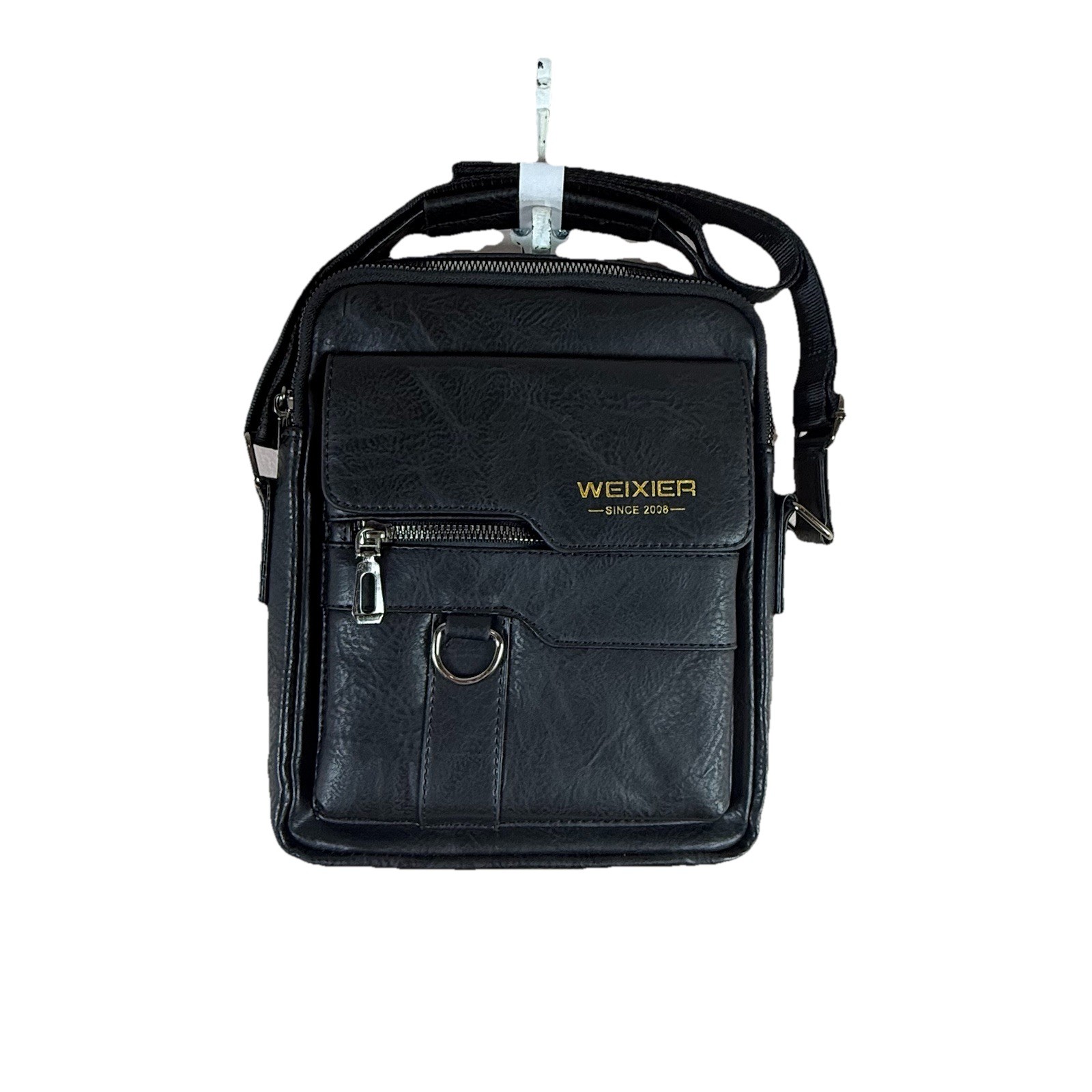 NWOT WEIXIER unisex black leather travel bag, crossbody bag, handbag