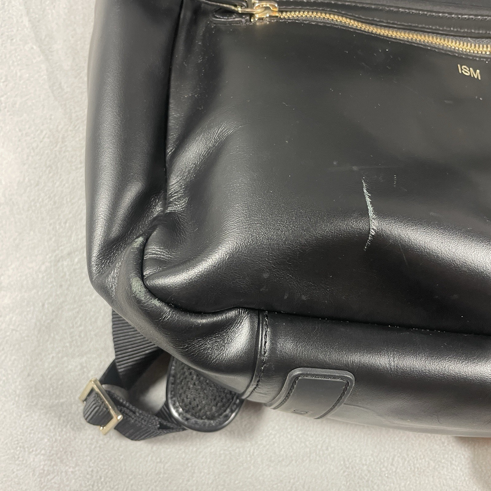 ISM Classic Luxury Backpack Leather Laptop Travel Commute Black Preowned
