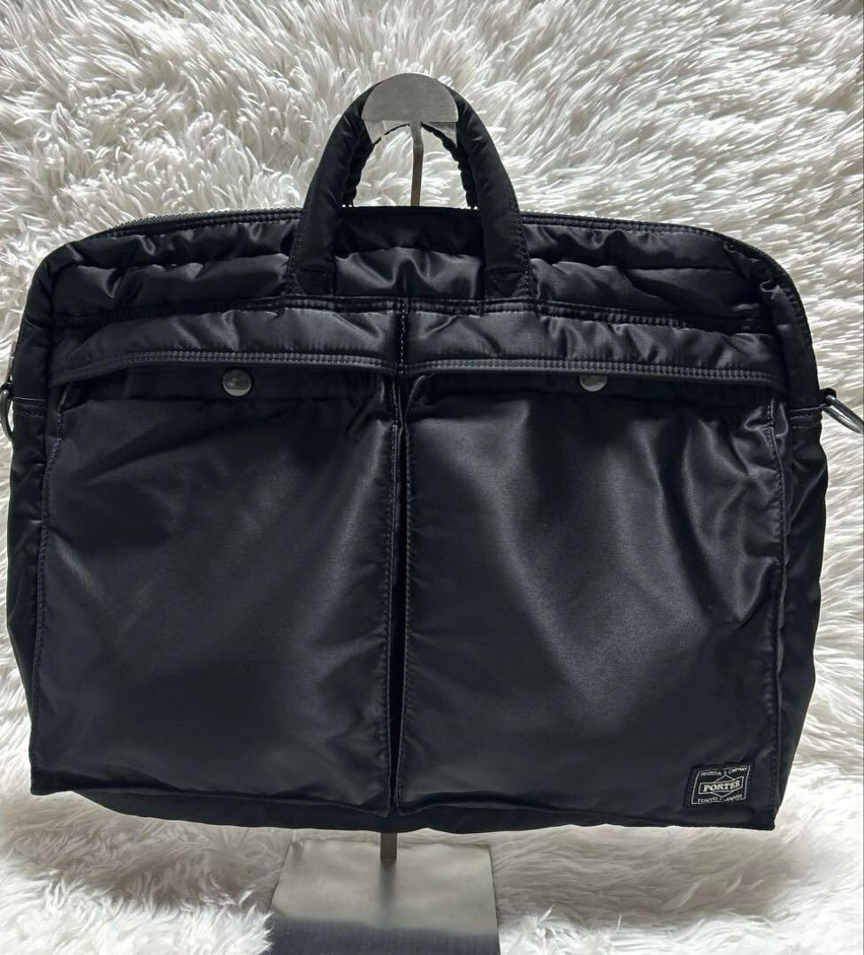 Porter Tanker 2Way Briefcase Black Nylon Business Bag A4 Japan Made 39cm 2 Zip