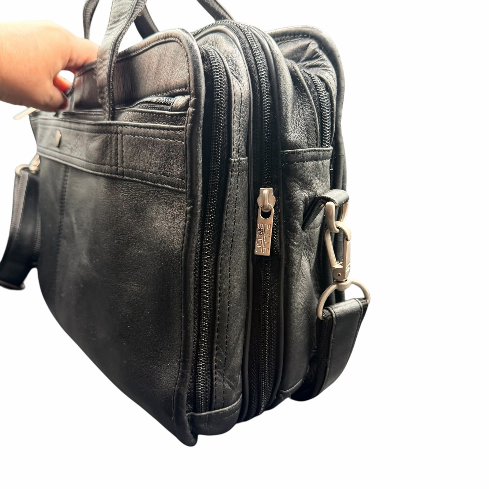 Wilsons Leather Pelle Studio Black Laptop Briefcase Bag