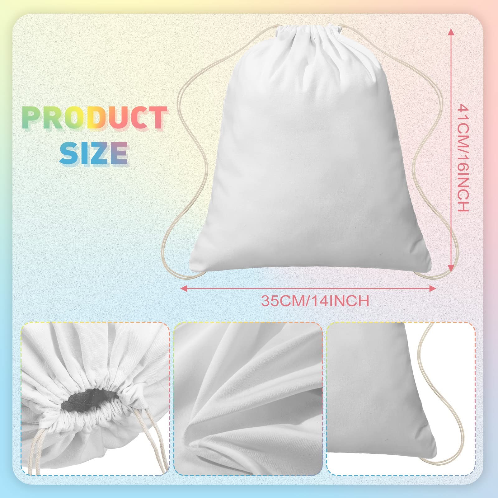 24 Pcs Tie Dye Drawstring Bags Cotton Sublimation Blank Backpack Bulk Tie Dye…