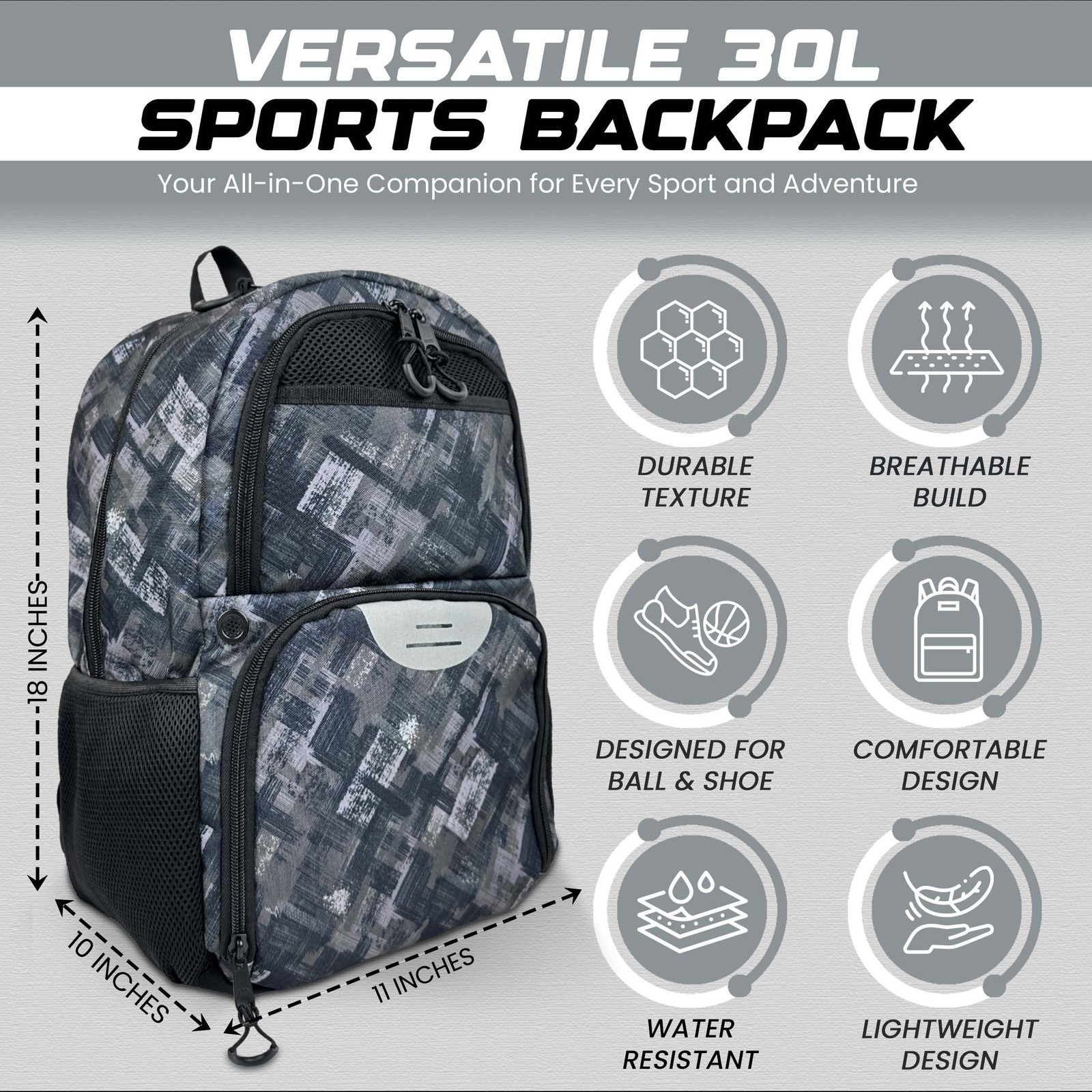 Multi-Sport Backpack with Pump – Soccer & Basketball Bag, Separate /Shoe Comp…