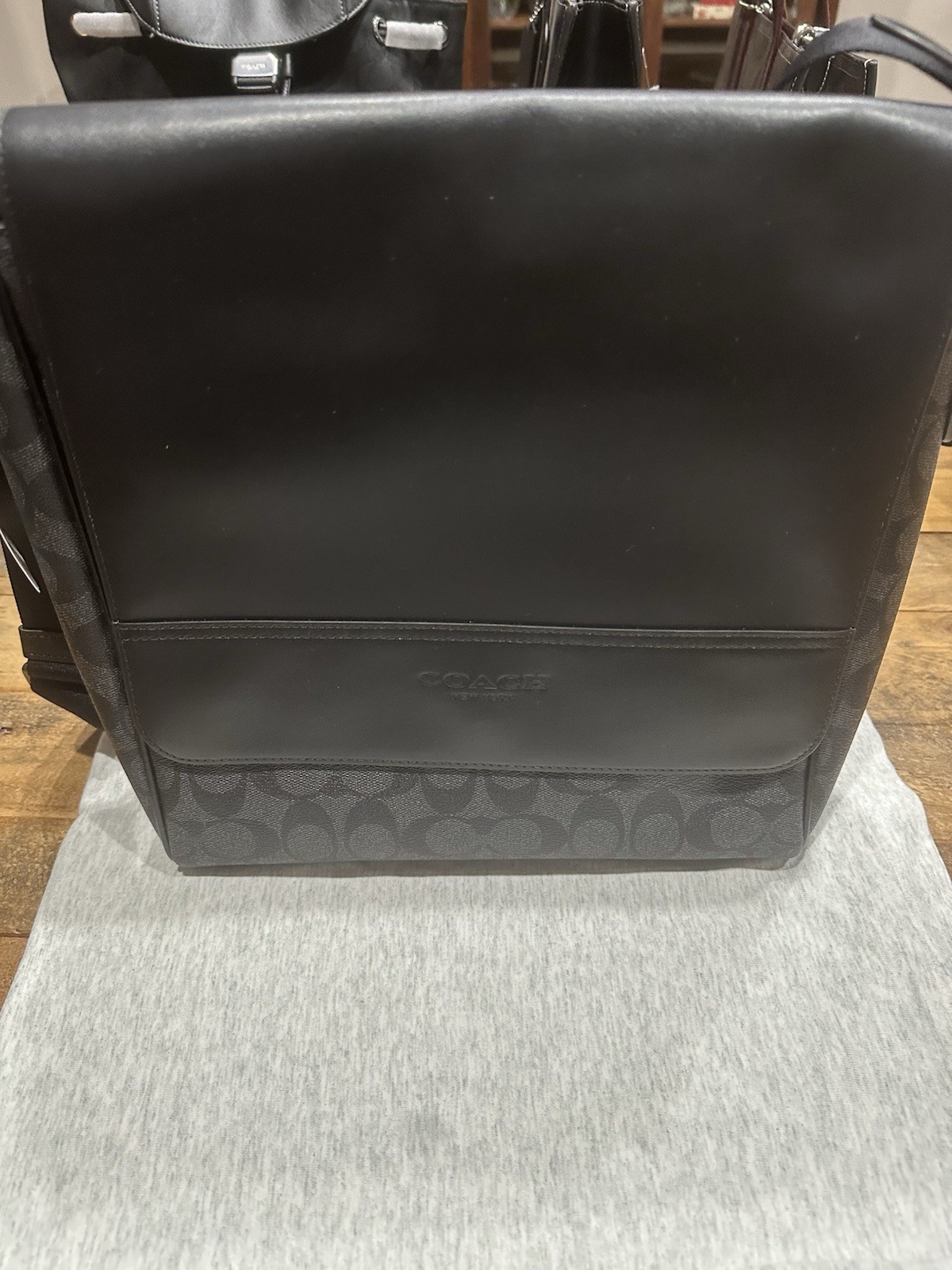 Coach Houston Map Bag In Signature Canvas 573, Gunmetal/Charcoal/Black NWT