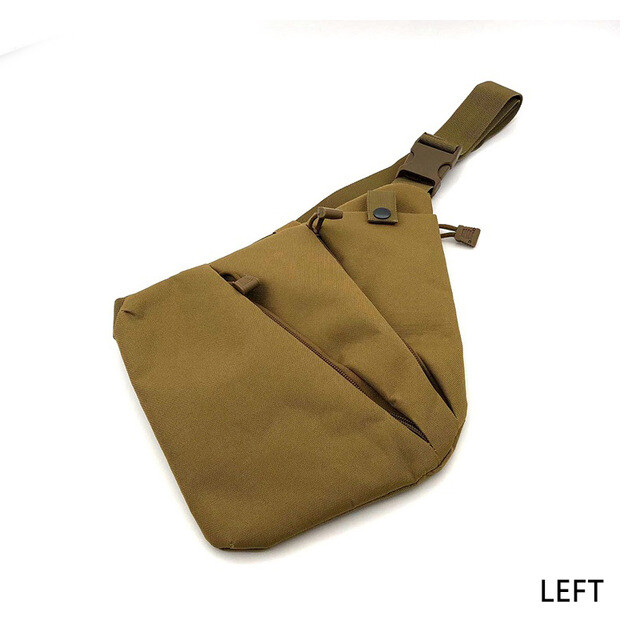Men Shoulder Bag Tactical Handgun Storage Holster Left Right Chest Bag Pack Tan